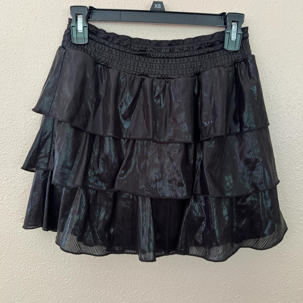 Justice Shiny Black Tiered Mini Skirt